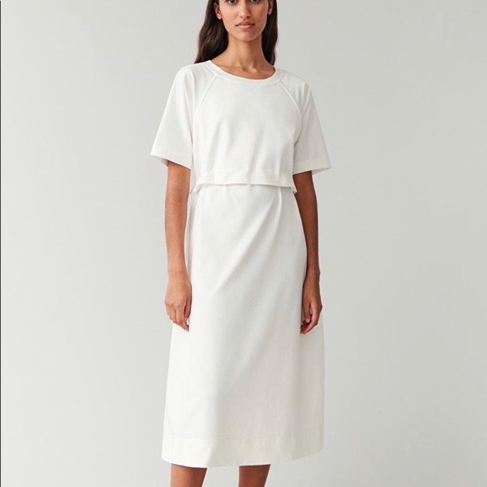Cos White Short Sleeve Cotton Dress